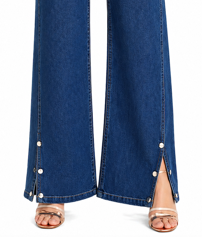 Side Cut Design Wide Leg Jeans