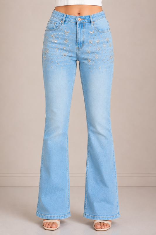 Woman Gem Glitz Wide Leg Denim