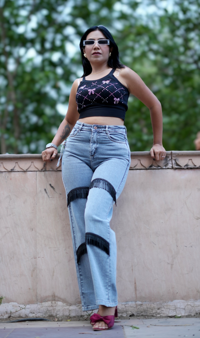 Fringe Panel Flare – Soft Stretch Jeans