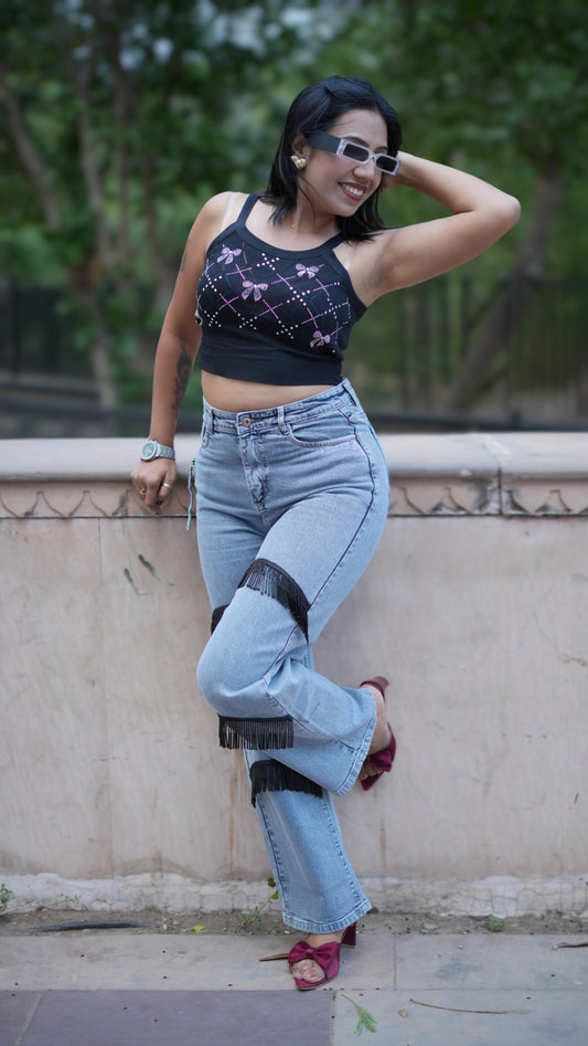 Fringe Panel Flare – Soft Stretch Jeans