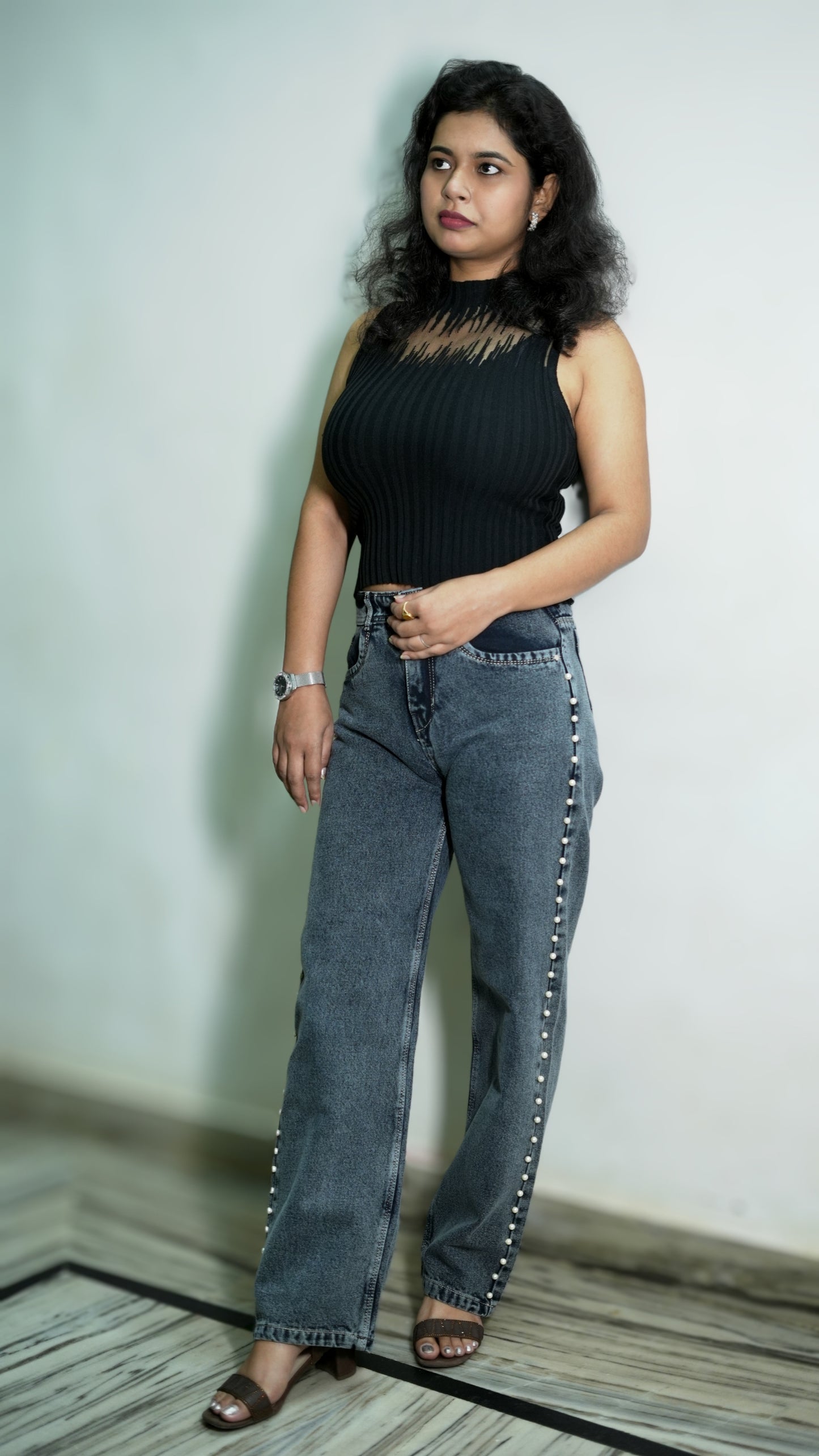 Pearl Design Straight Fit Jeans