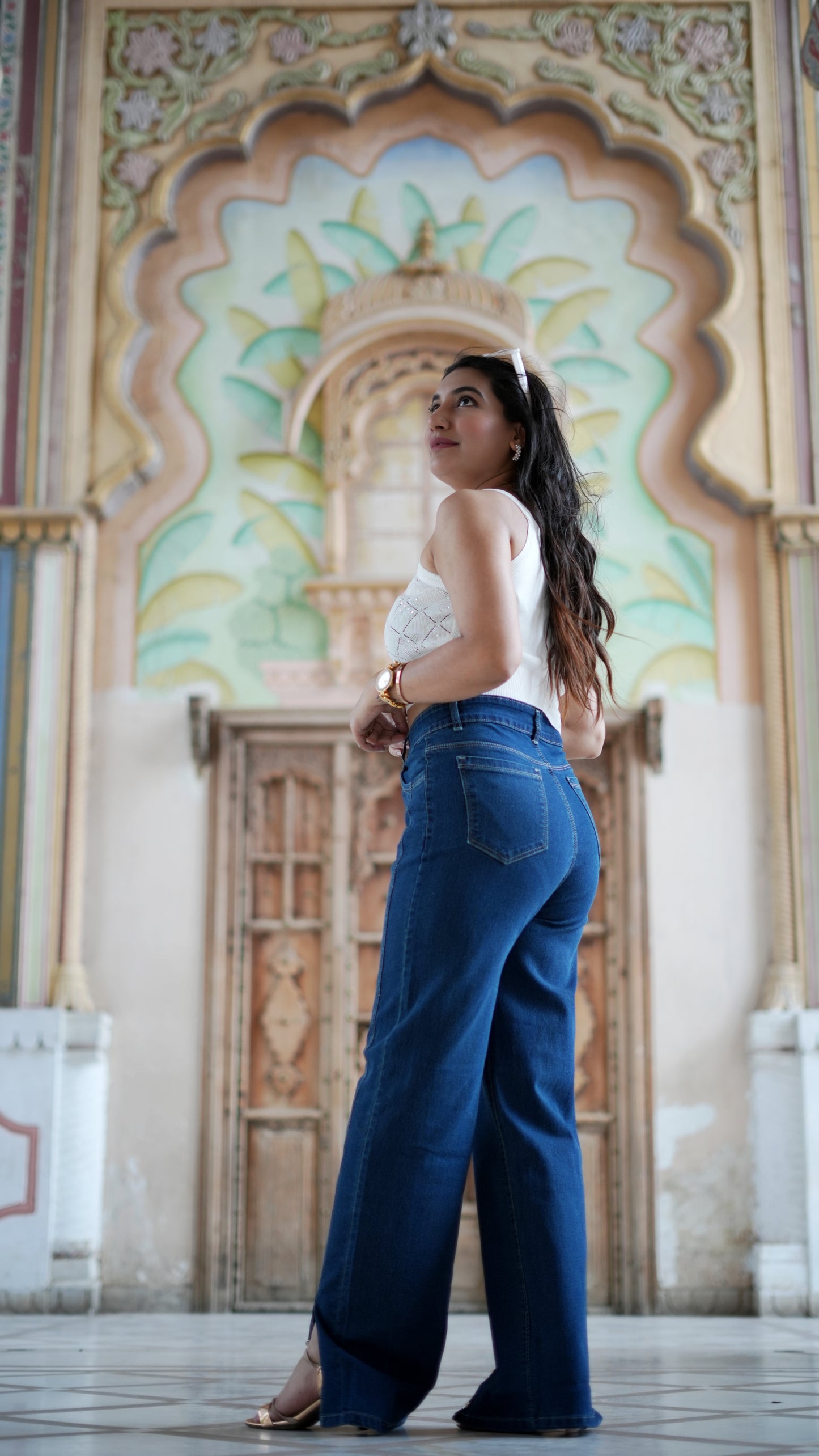 Side Cut Design Wide Leg Jeans