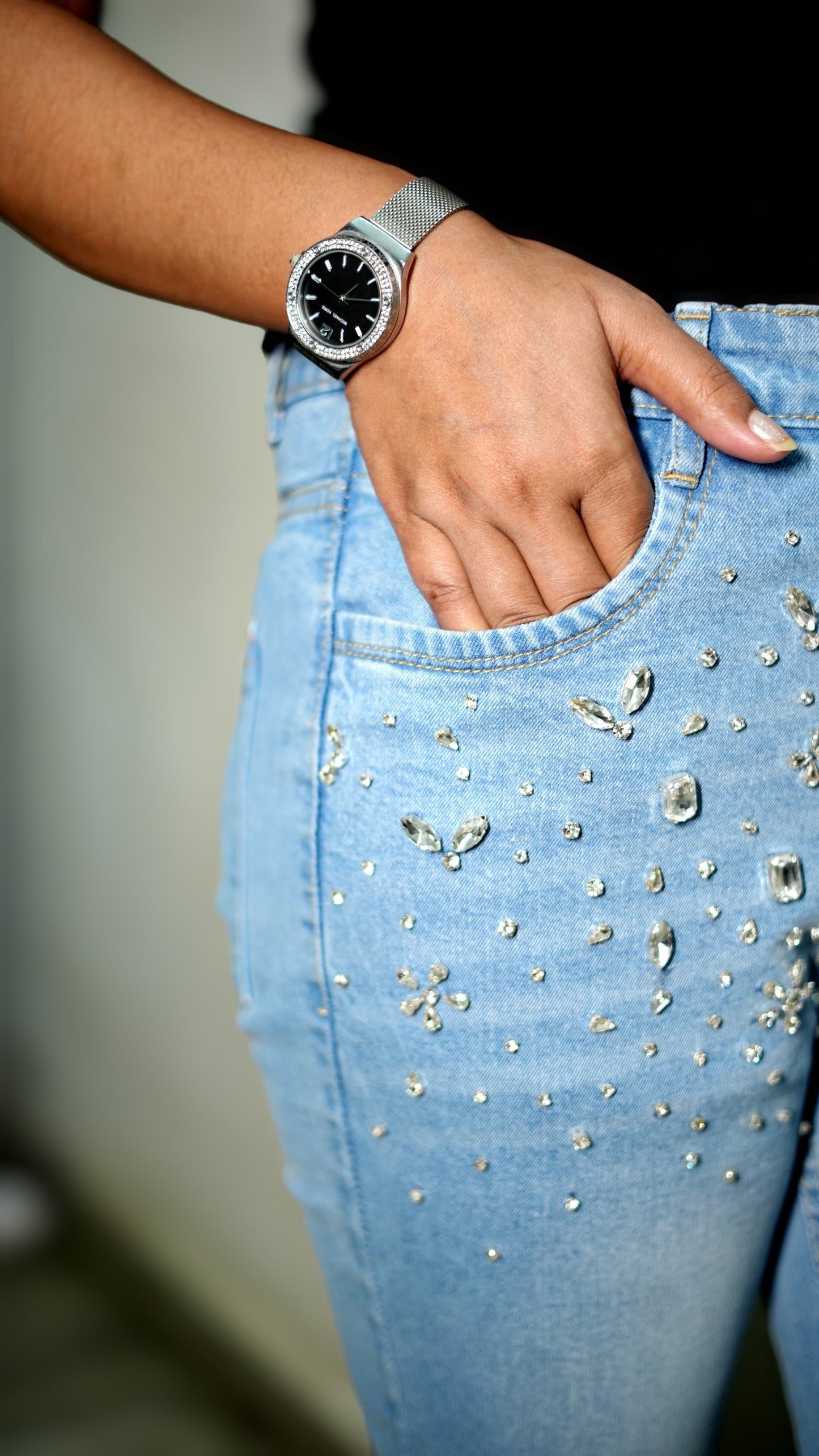 Woman Gem Glitz Wide Leg Denim