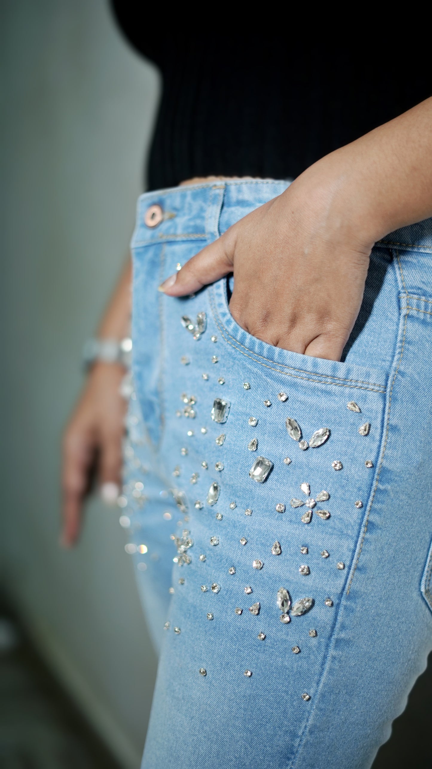 Woman Gem Glitz Wide Leg Denim