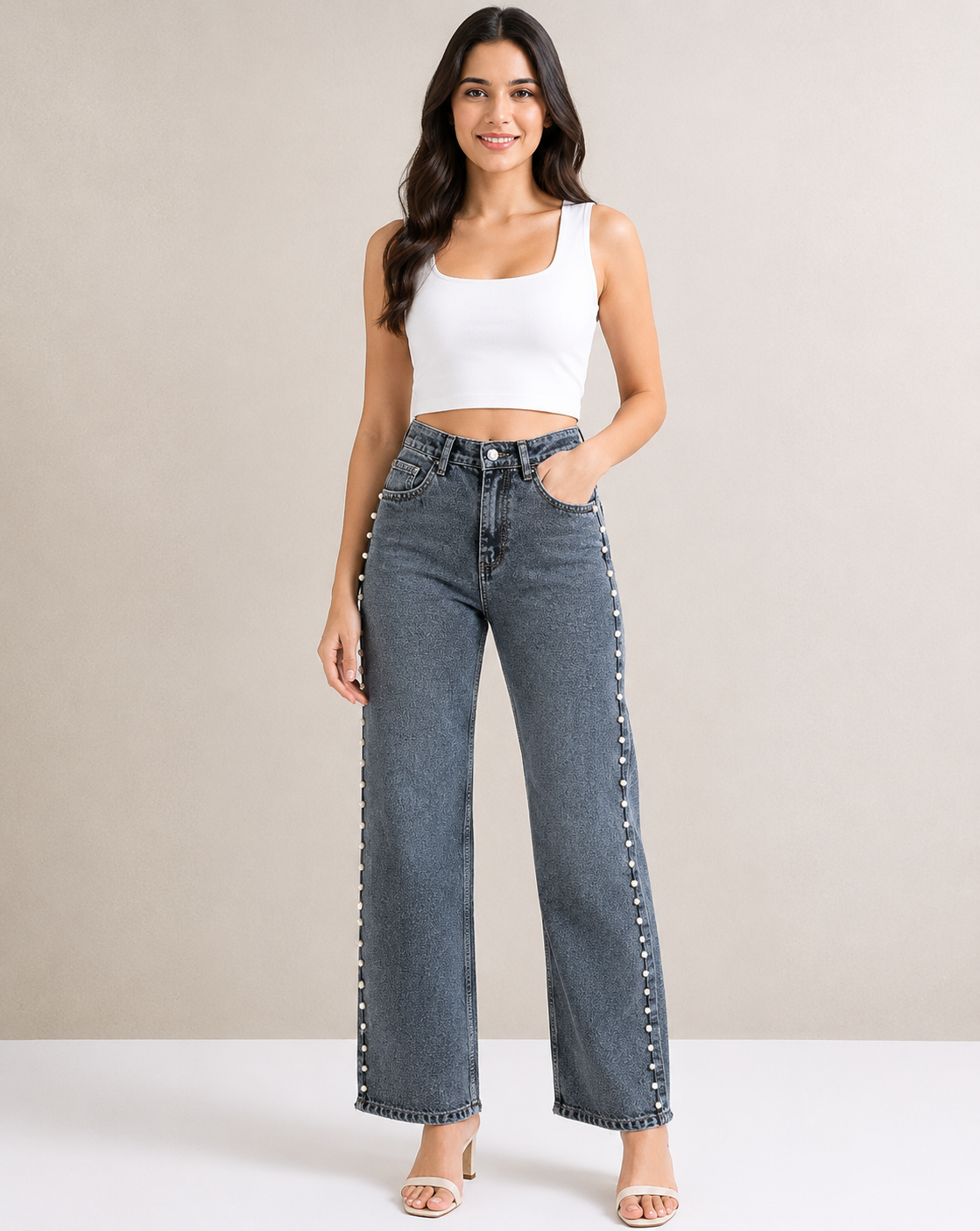 Pearl Design Straight Fit Jeans