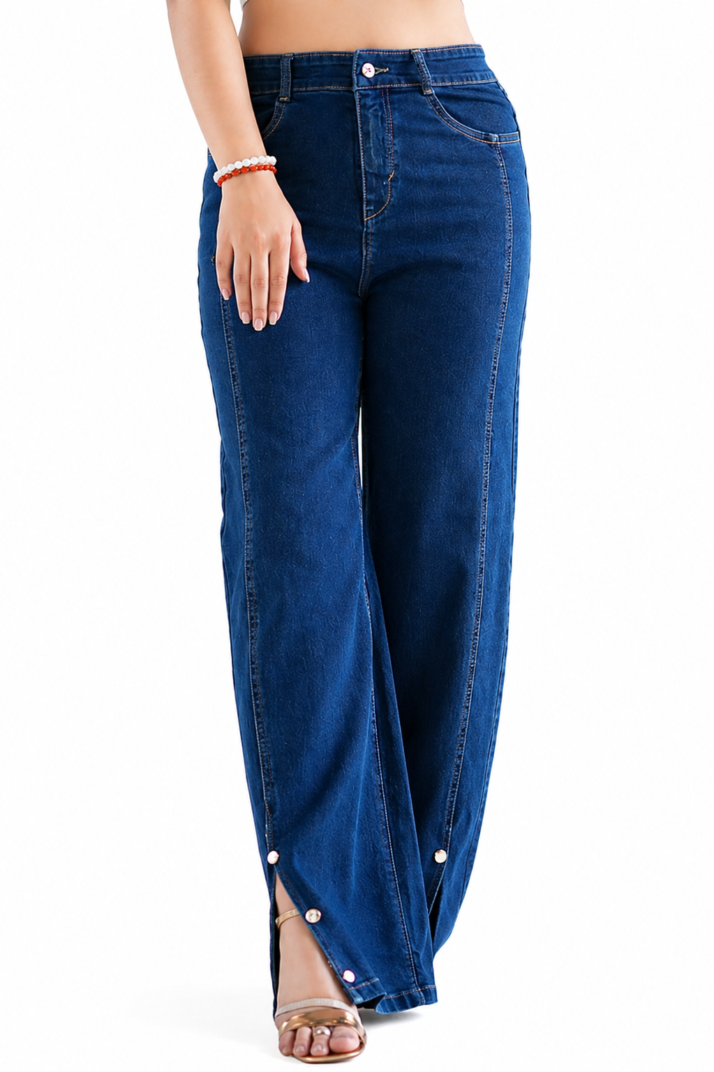 Side Cut Design Wide Leg Jeans